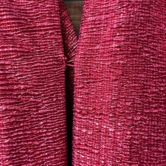 Eva Mendes Red Metallic Ruched Crossover V-Neck Midi Dress Size XL - Picture 11 of 16
